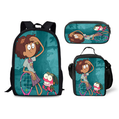 Amphibia Cartoon Schoolbag Backpack Lunch Bag Pencil Case 3pcs Set Gift for Kids Students