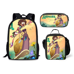 Amphibia Cartoon Schoolbag Backpack Lunch Bag Pencil Case 3pcs Set Gift for Kids Students