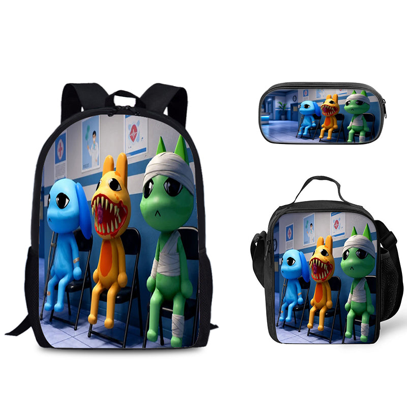 Animal Hospital Schoolbag Backpack Lunch Bag Pencil Case 3pcs Set Gift for Kids Students