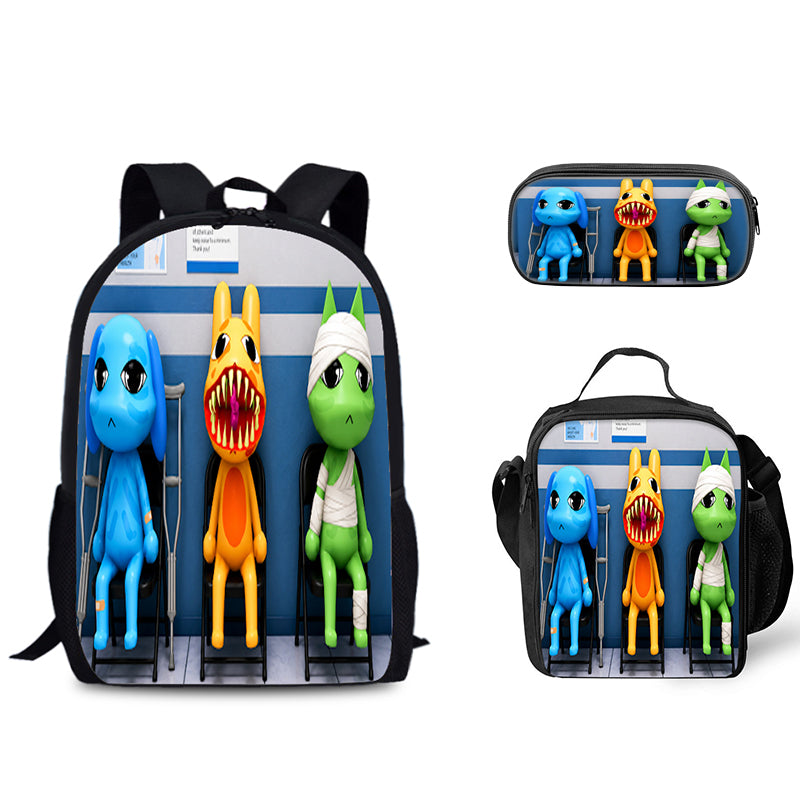 Animal Hospital Schoolbag Backpack Lunch Bag Pencil Case 3pcs Set Gift for Kids Students