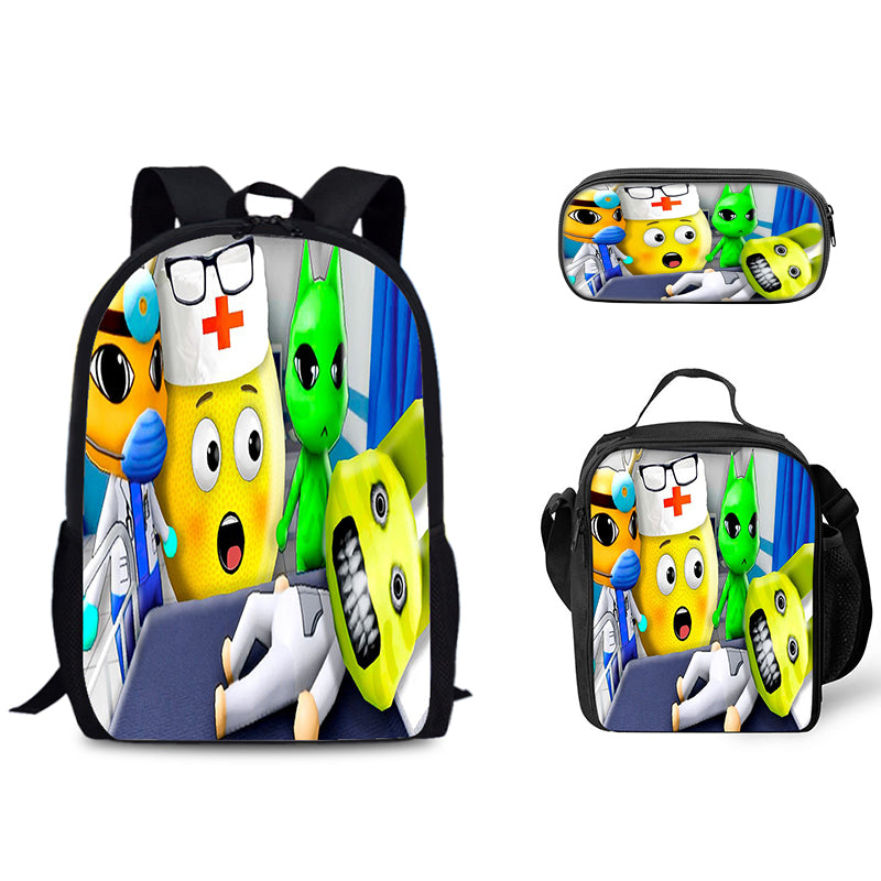Animal Hospital Schoolbag Backpack Lunch Bag Pencil Case 3pcs Set Gift for Kids Students