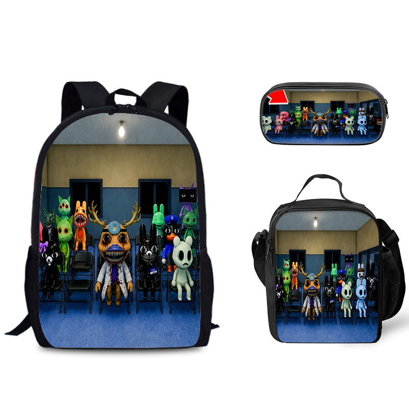 Animal Hospital Schoolbag Backpack Lunch Bag Pencil Case 3pcs Set Gift for Kids Students