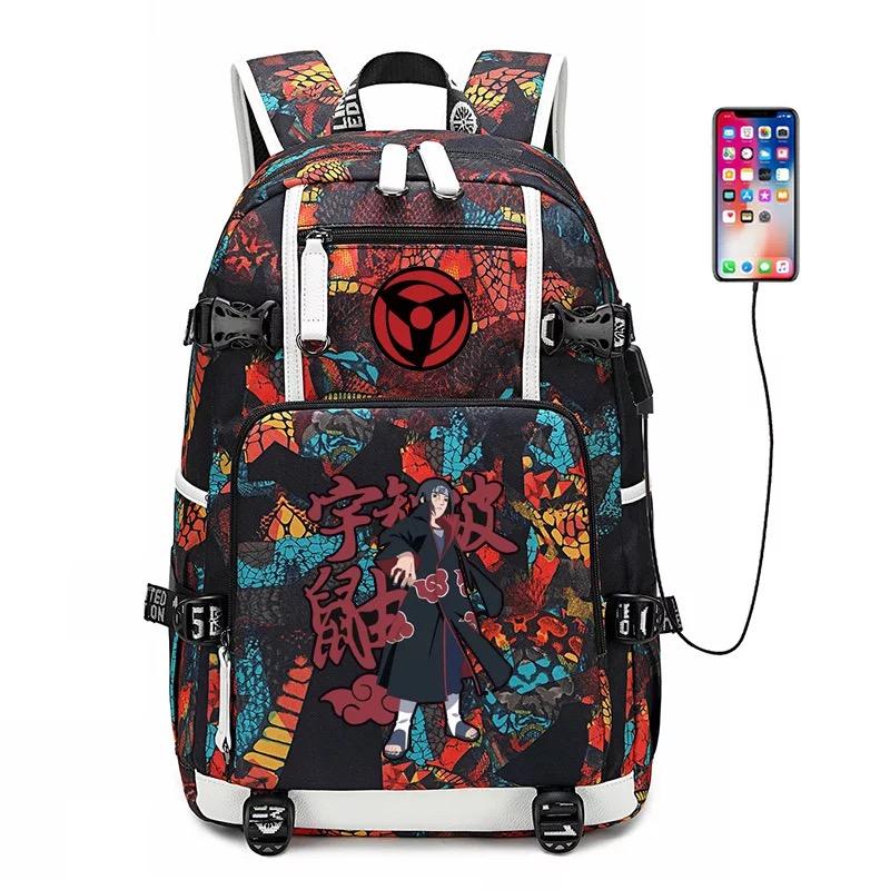 Anime Naruto USB Charging Backpack School NoteBook Laptop Travel Bags