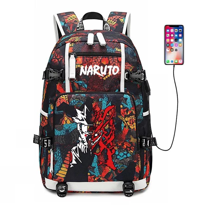 Anime Naruto USB Charging Backpack School NoteBook Laptop Travel Bags