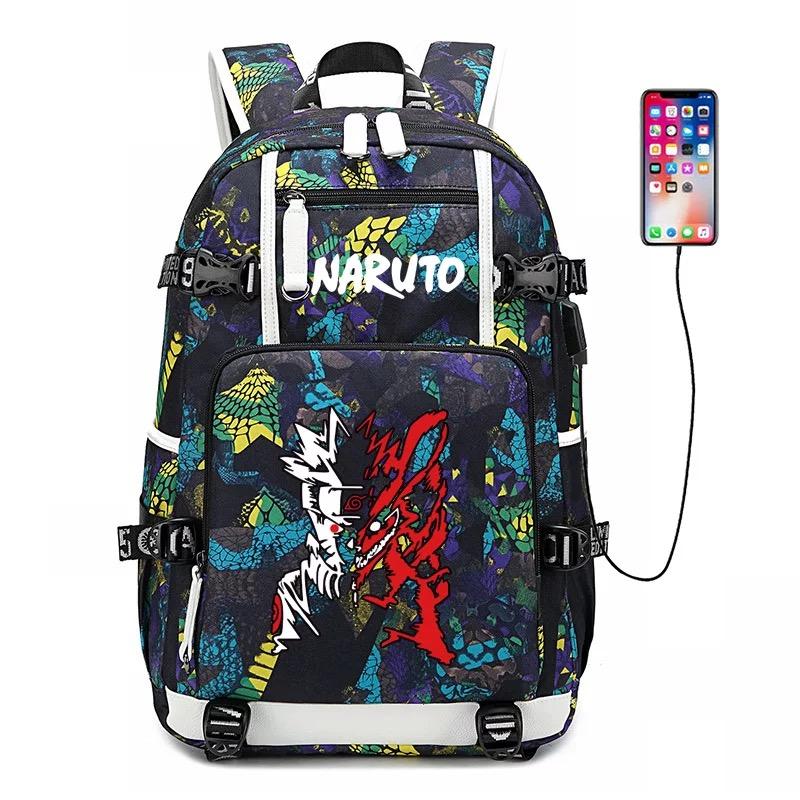 Anime Naruto USB Charging Backpack School NoteBook Laptop Travel Bags