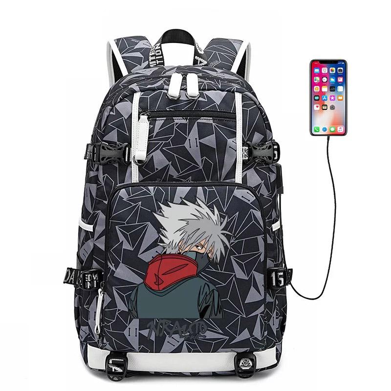 Anime Naruto USB Charging Backpack School NoteBook Laptop Travel Bags