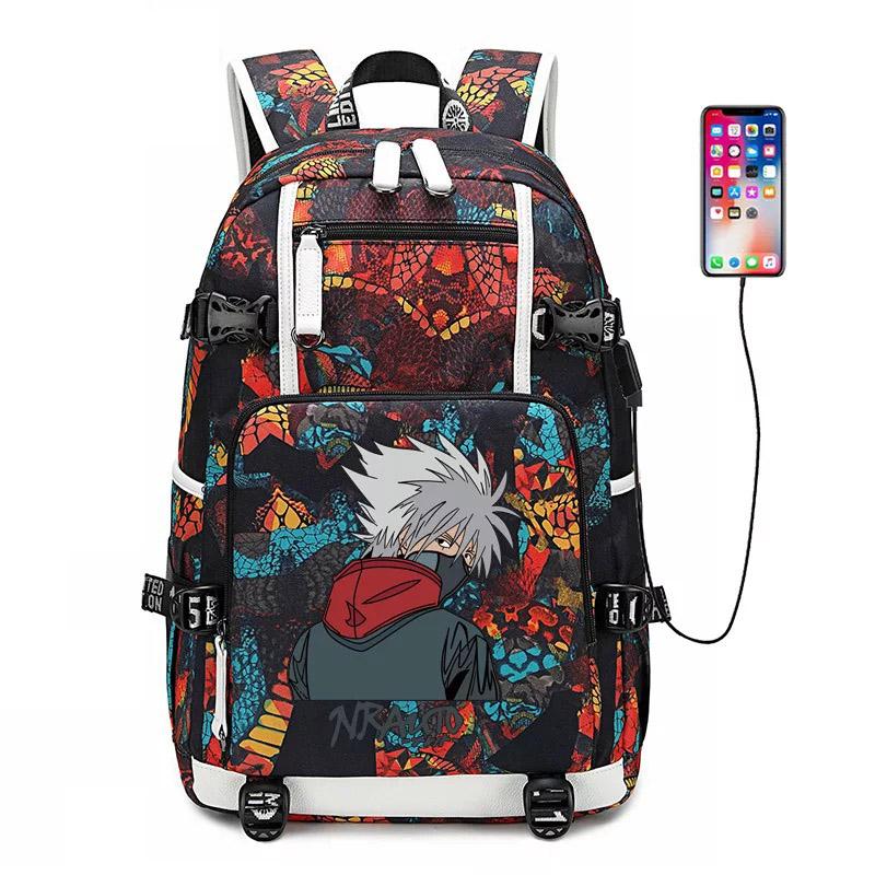 Anime Naruto USB Charging Backpack School NoteBook Laptop Travel Bags