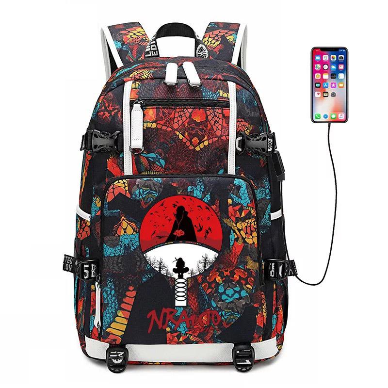 Anime Naruto USB Charging Backpack School NoteBook Laptop Travel Bags