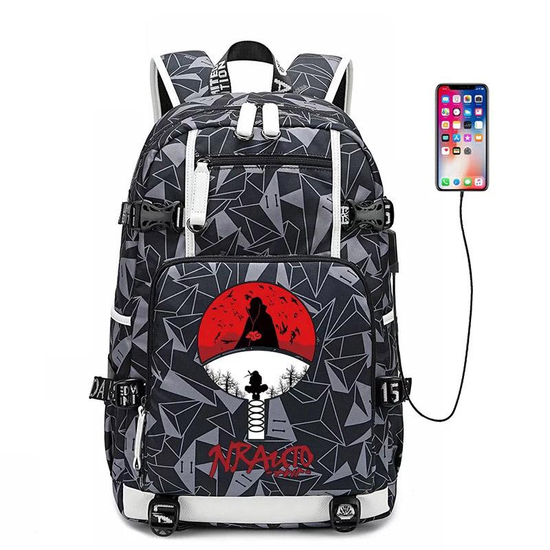 Anime Naruto USB Charging Backpack School NoteBook Laptop Travel Bags