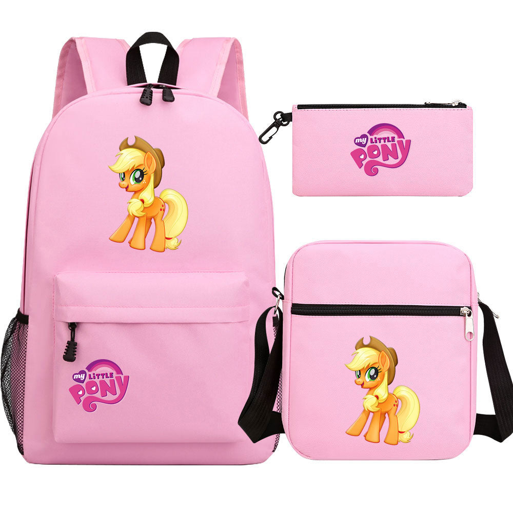 My Little Pony Applejack SchoolBag Backpack Shoulder Bag Book Pencil Bags 3pcs Set
