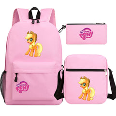 My Little Pony Applejack SchoolBag Backpack Shoulder Bag Book Pencil Bags 3pcs Set