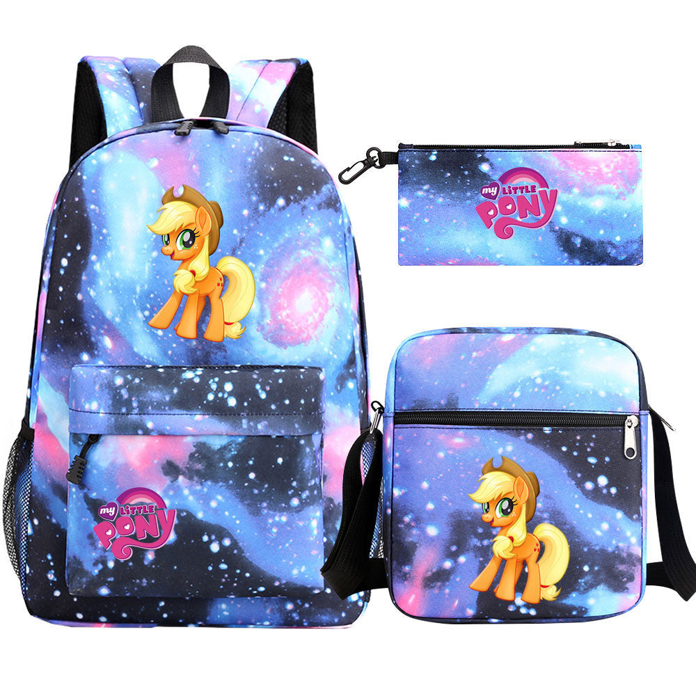 My Little Pony Applejack SchoolBag Backpack Shoulder Bag Book Pencil Bags 3pcs Set
