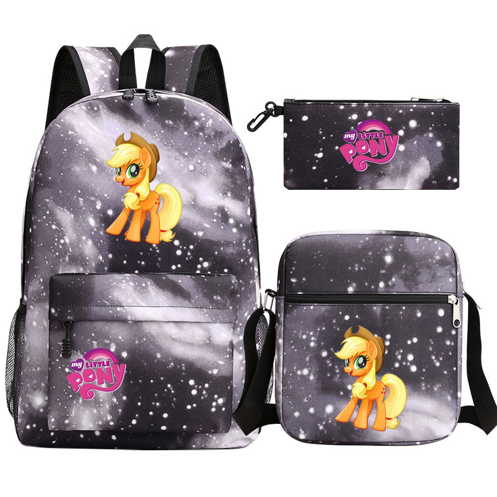 My Little Pony Applejack SchoolBag Backpack Shoulder Bag Book Pencil Bags 3pcs Set