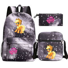 My Little Pony Applejack SchoolBag Backpack Shoulder Bag Book Pencil Bags 3pcs Set