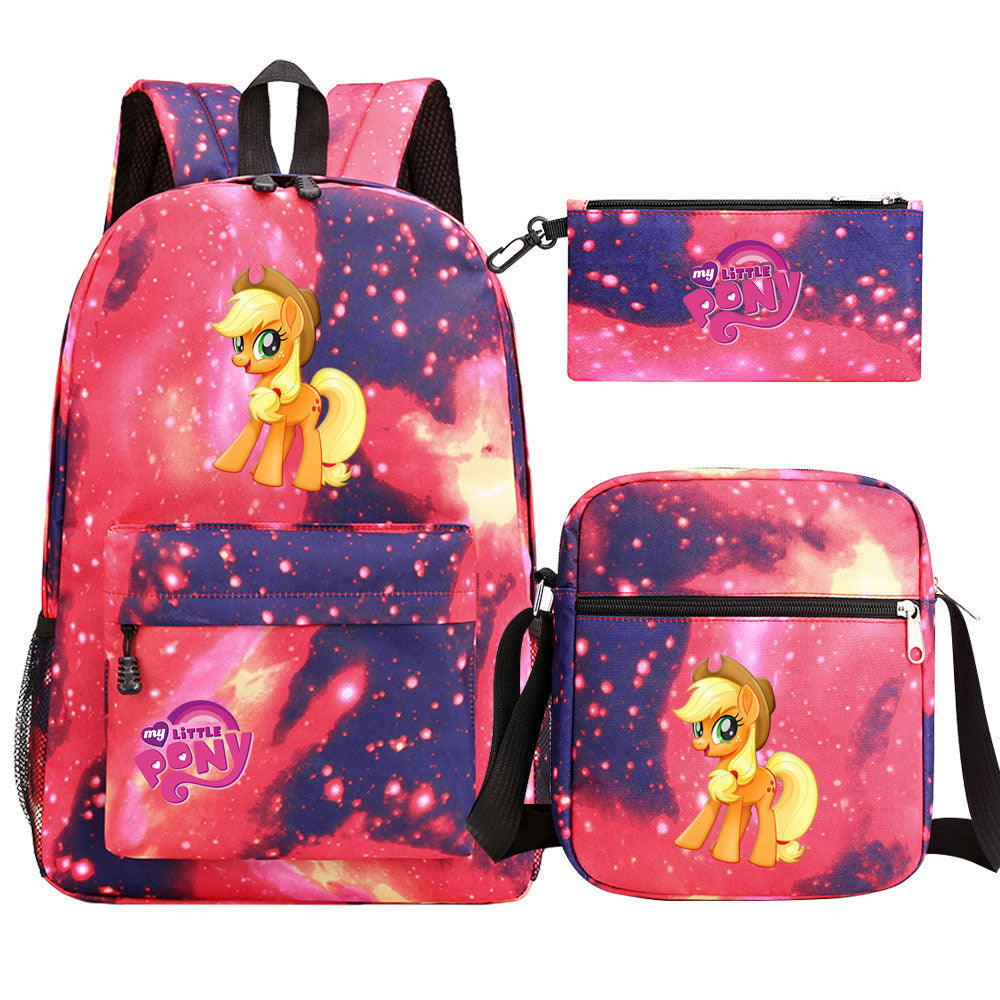 My Little Pony Applejack SchoolBag Backpack Shoulder Bag Book Pencil Bags 3pcs Set
