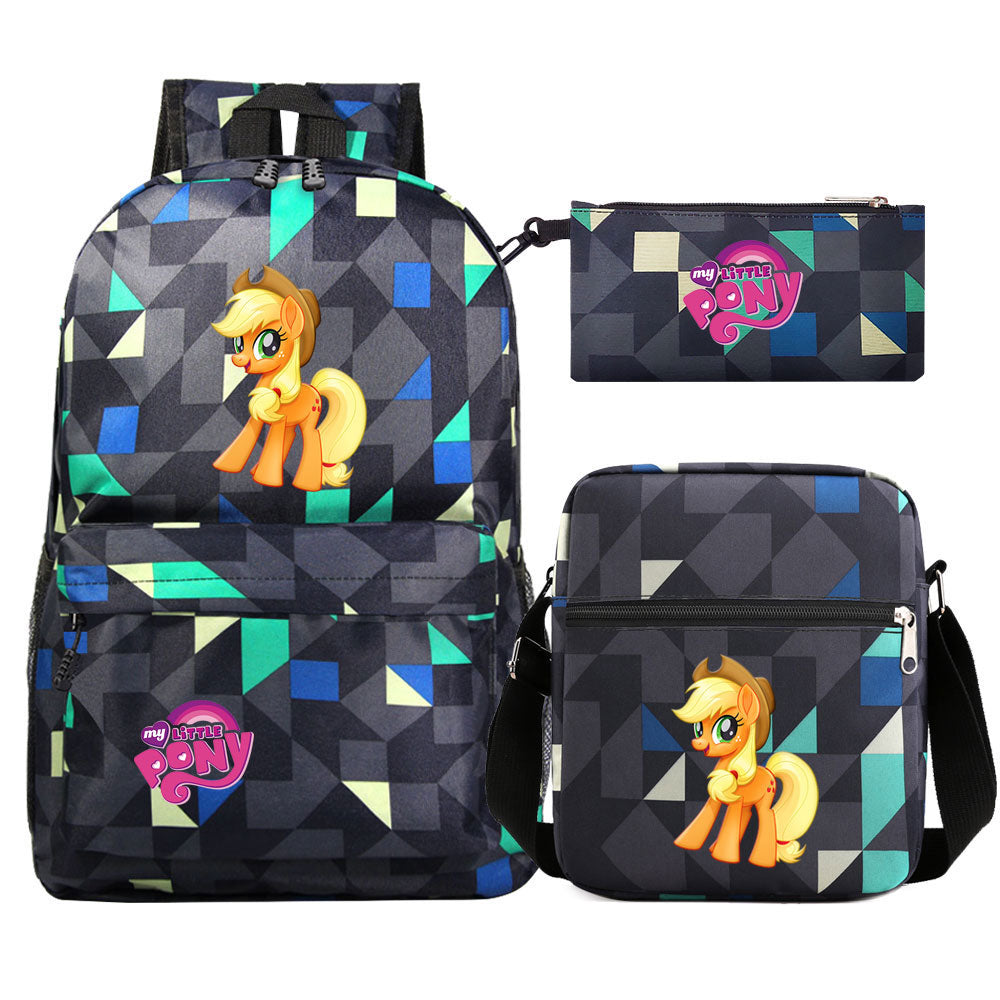 My Little Pony Applejack SchoolBag Backpack Shoulder Bag Book Pencil Bags 3pcs Set