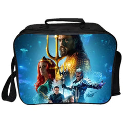 Aquaman PU Leather Portable Lunch Box School Tote Storage Picnic Bag