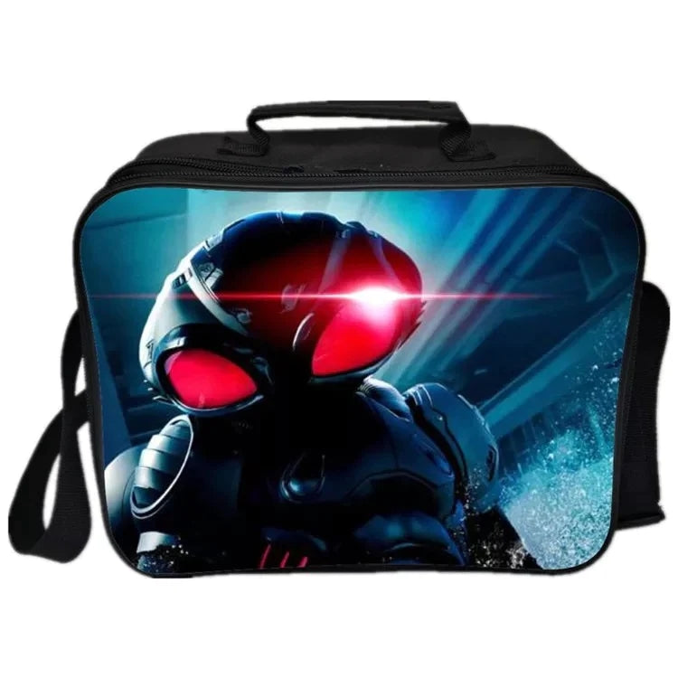 Aquaman PU Leather Portable Lunch Box School Tote Storage Picnic Bag