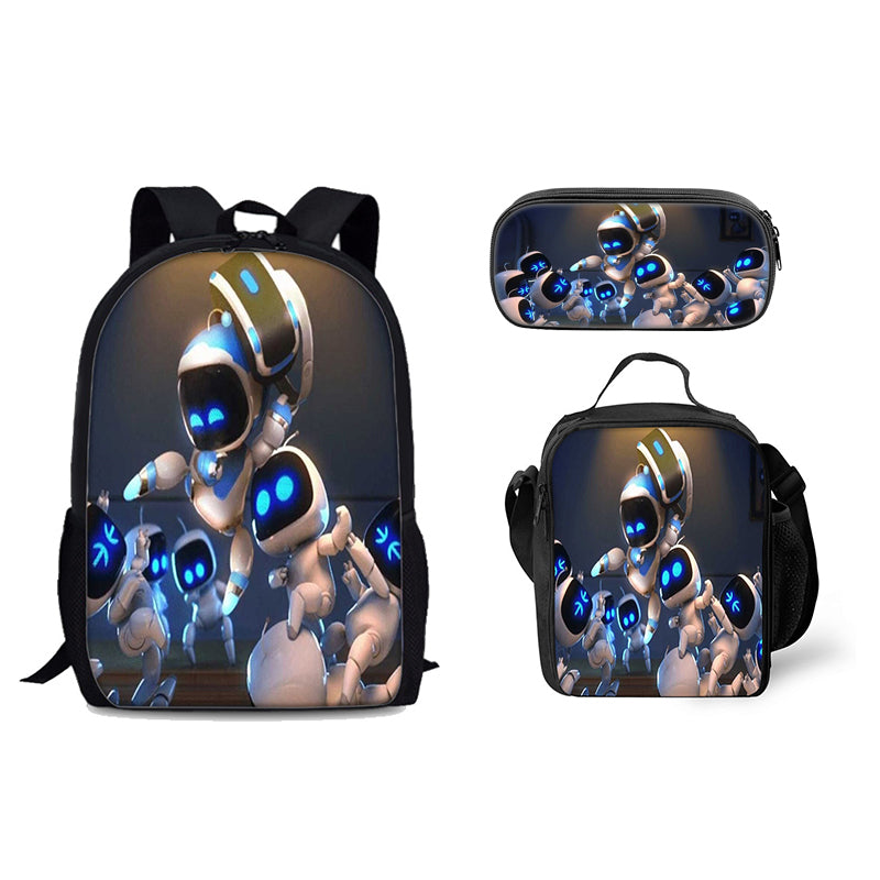 Astro Bot Schoolbag Backpack Lunch Bag Pencil Case 3pcs Set Gift for Kids Students