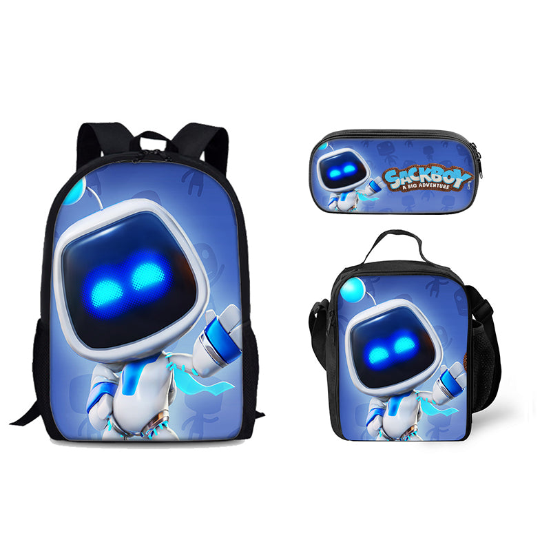 Astro Bot Schoolbag Backpack Lunch Bag Pencil Case 3pcs Set Gift for Kids Students