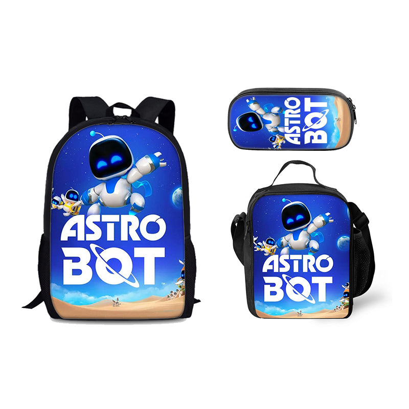 Astro Bot Schoolbag Backpack Lunch Bag Pencil Case 3pcs Set Gift for Kids Students