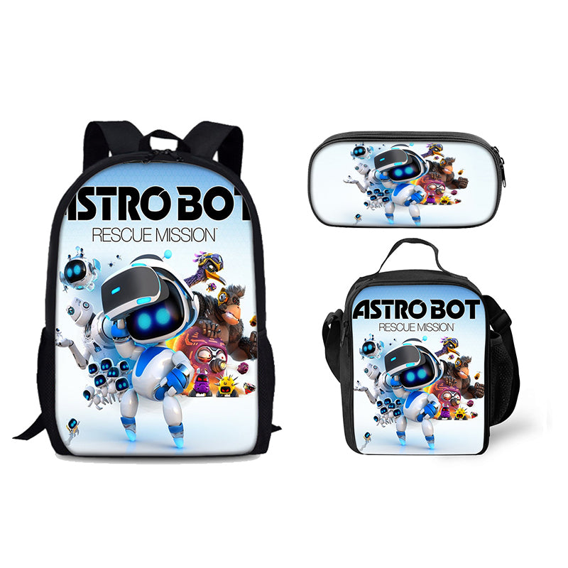 Astro Bot Schoolbag Backpack Lunch Bag Pencil Case 3pcs Set Gift for Kids Students