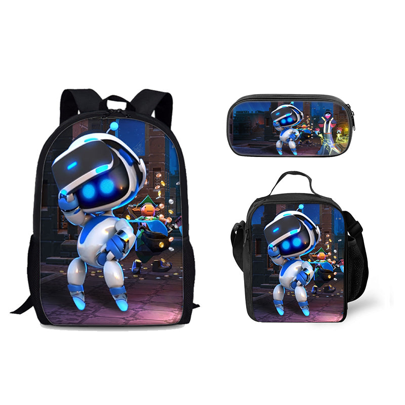 Astro Bot Schoolbag Backpack Lunch Bag Pencil Case 3pcs Set Gift for Kids Students