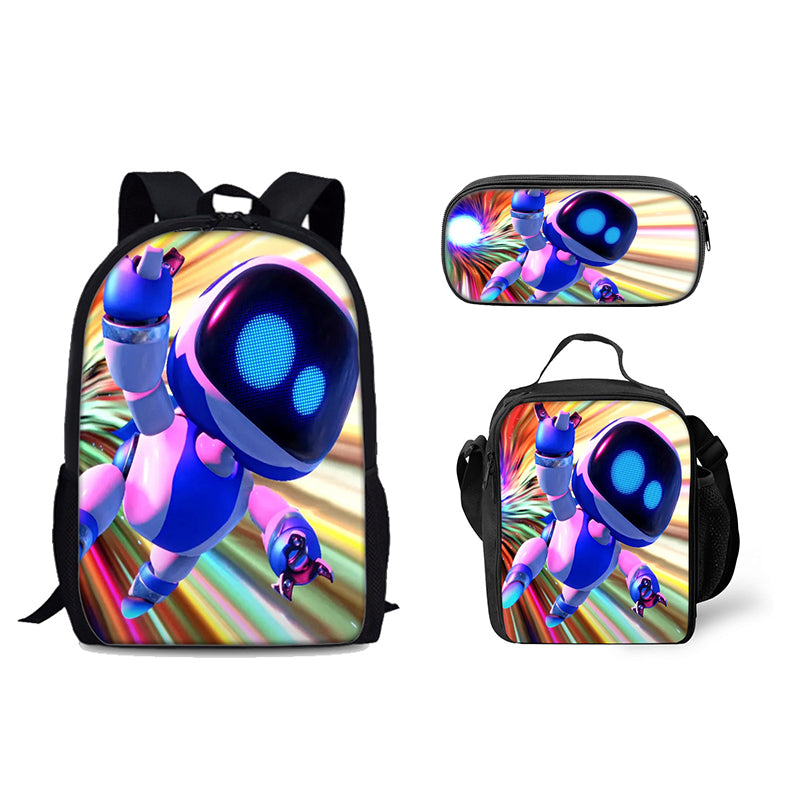 Astro Bot Schoolbag Backpack Lunch Bag Pencil Case 3pcs Set Gift for Kids Students