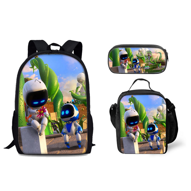 Astro Bot Schoolbag Backpack Lunch Bag Pencil Case 3pcs Set Gift for Kids Students