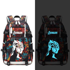 Avengers Black Panther USB Charging Backpack School NoteBook Laptop Travel Bags Luminous