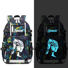Avengers Black Panther USB Charging Backpack School NoteBook Laptop Travel Bags Luminous
