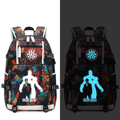 Avengers Iron Man Captain America Thanos Infinity Gauntlet USB Charging Backpack School NoteBook Laptop Travel Bags Luminous
