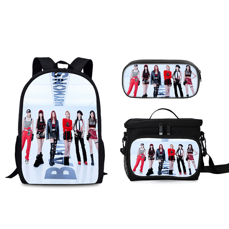 BABY MONSTER Schoolbag Backpack Lunch Tote Pencil Case 3pcs Set Gift for Kids Students