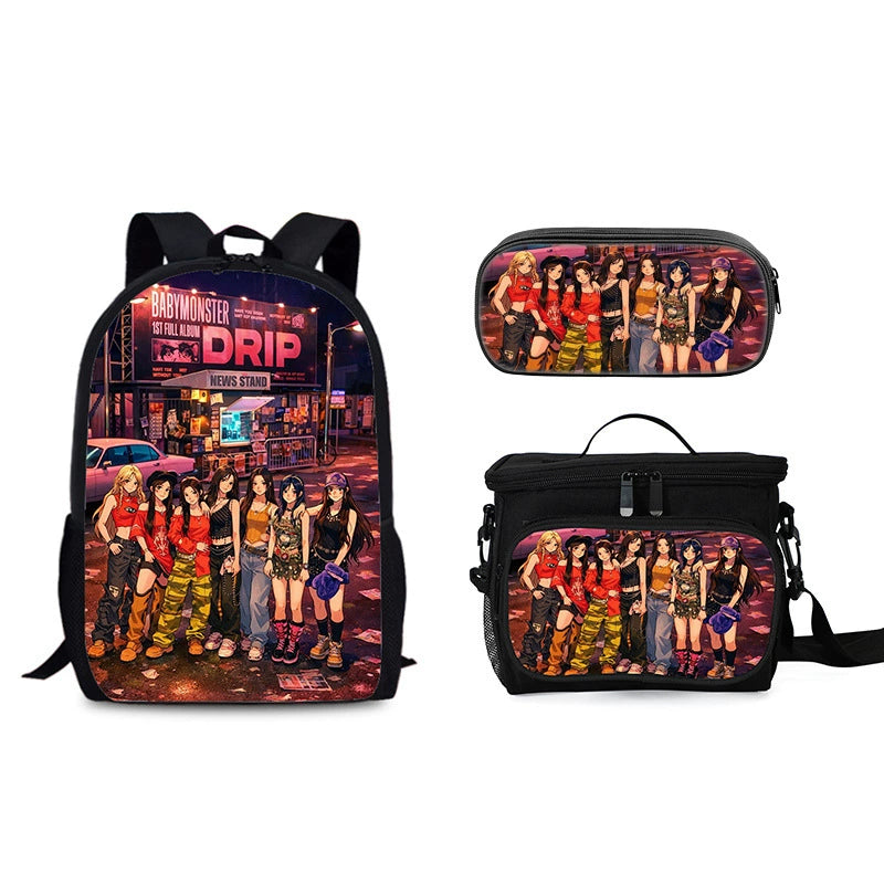 BABY MONSTER Schoolbag Backpack Lunch Bag Pencil Case 3pcs Set Gift for Kids Students