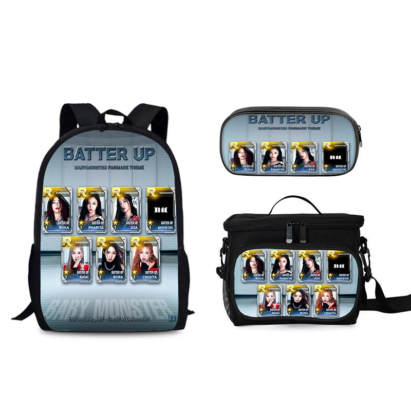 BABY MONSTER Schoolbag Backpack Lunch Bag Pencil Case 3pcs Set Gift for Kids Students