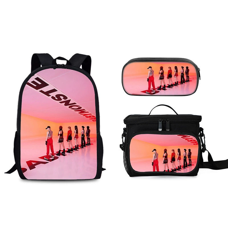 BABY MONSTER Schoolbag Backpack Lunch Bag Pencil Case 3pcs Set Gift for Kids Students