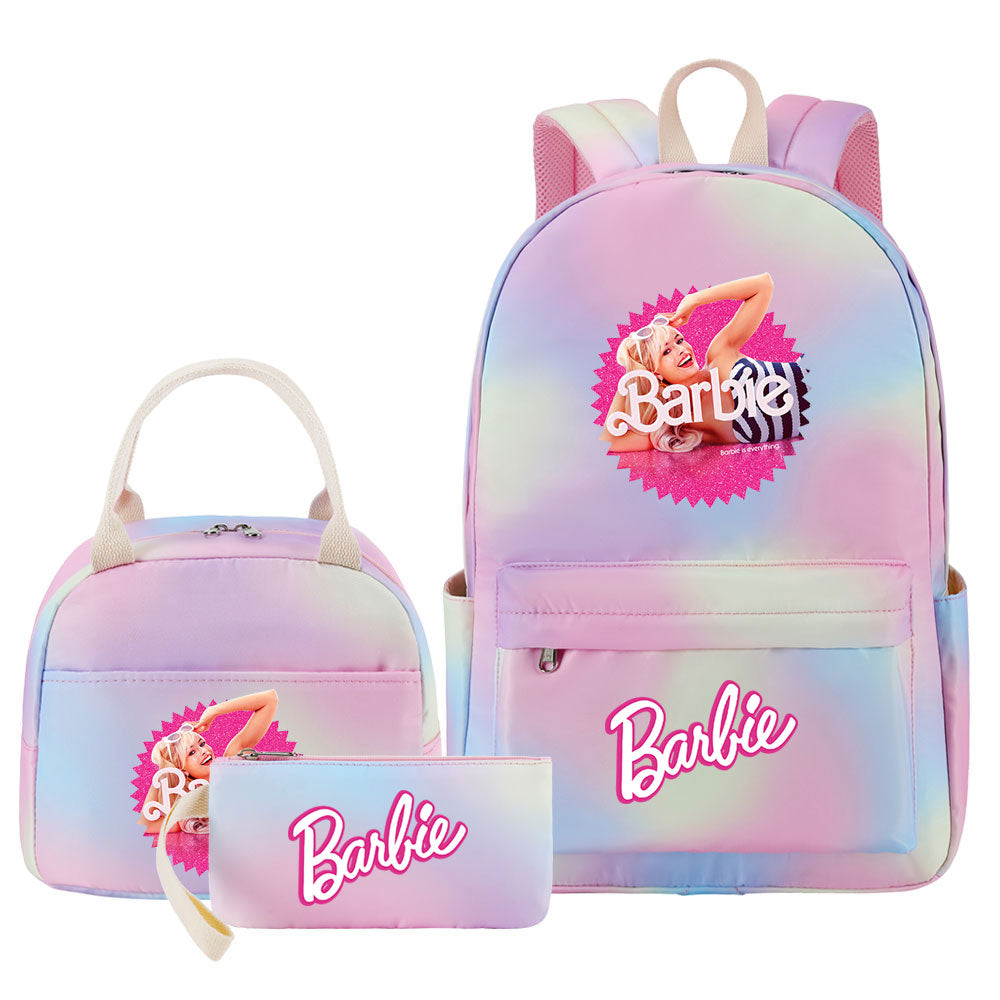 Barbie Pink Starry Sky SchoolBag Backpack Lunch Box Bag Book Pencil Bags 3pcs Set