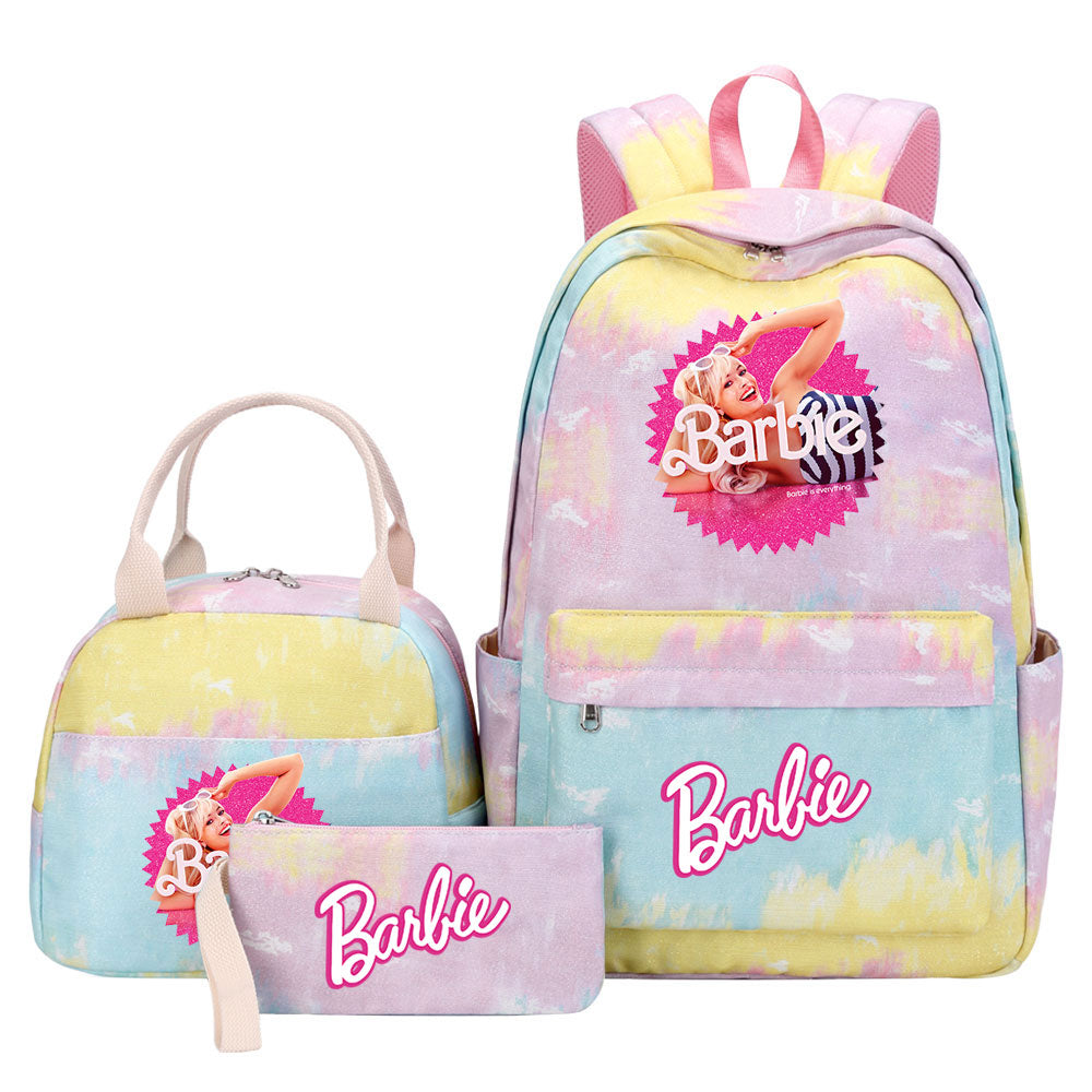 Barbie Pink Starry Sky SchoolBag Backpack Lunch Box Bag Book Pencil Bags 3pcs Set