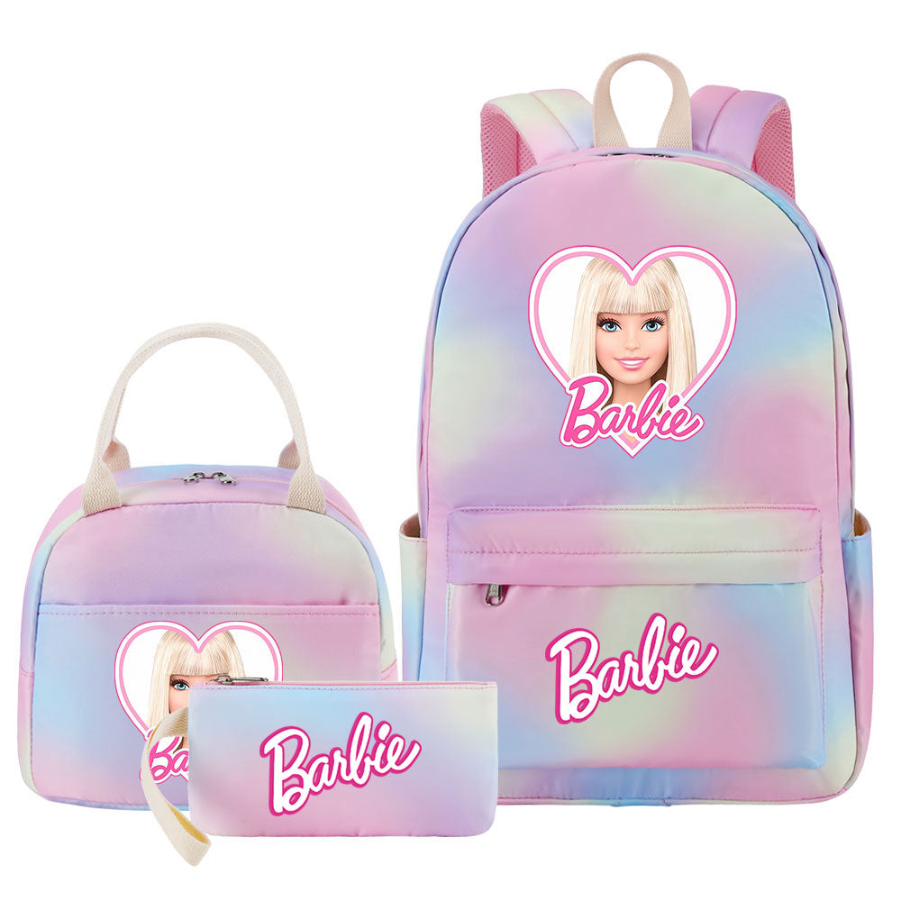 Barbie Pink Starry Sky SchoolBag Backpack Lunch Box Bag Book Pencil Bags 3pcs Set