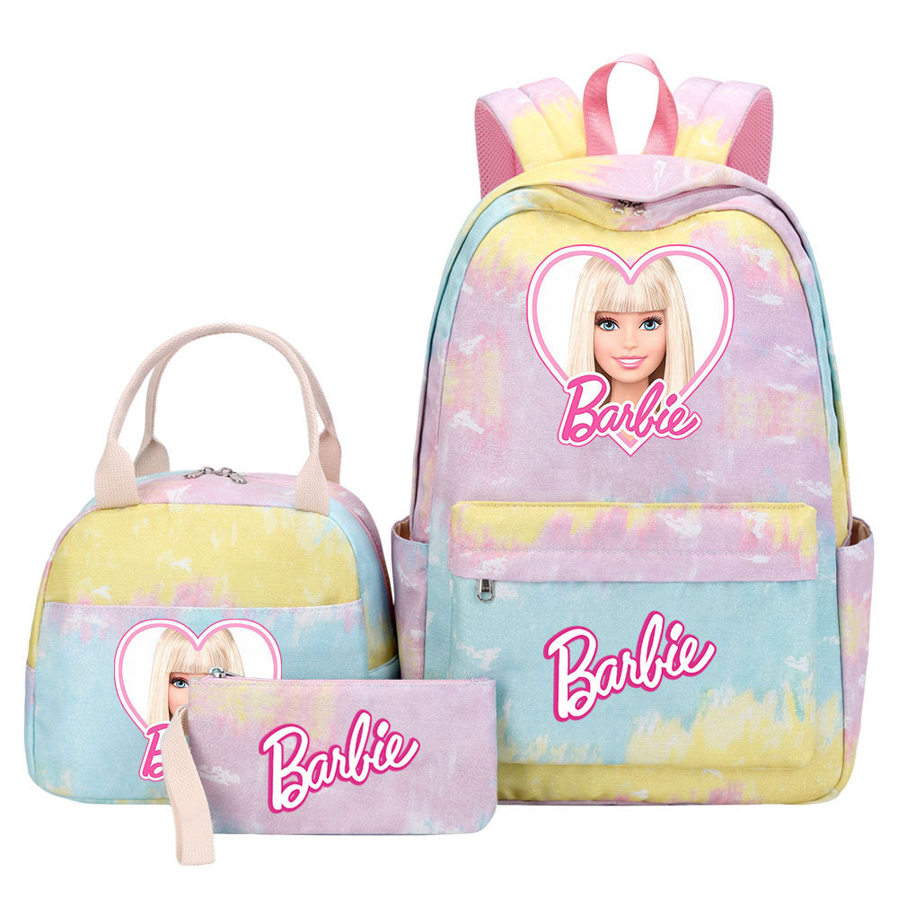 Barbie Pink Starry Sky SchoolBag Backpack Lunch Box Bag Book Pencil Bags 3pcs Set