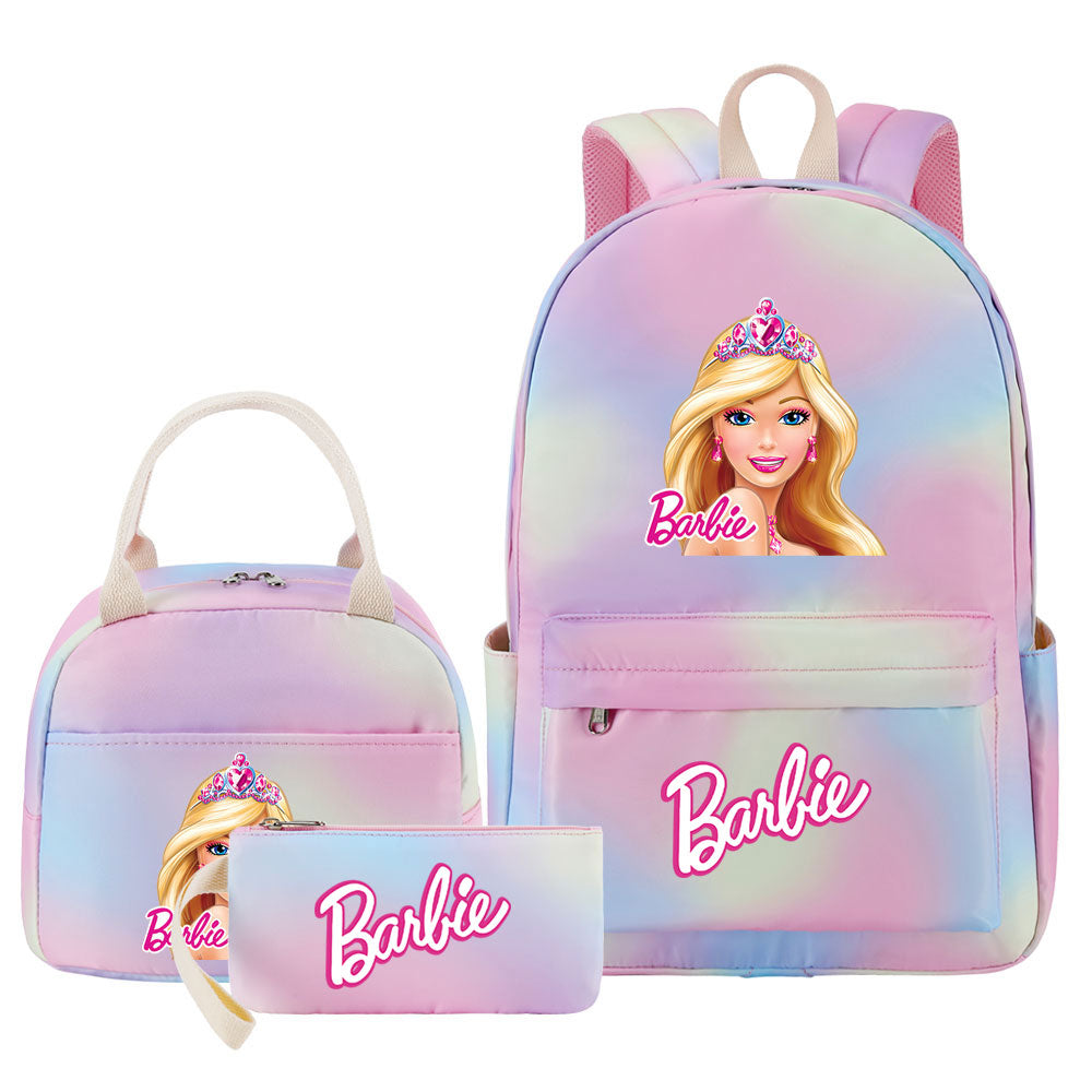 Barbie Pink Starry Sky SchoolBag Backpack Lunch Box Bag Book Pencil Bags 3pcs Set