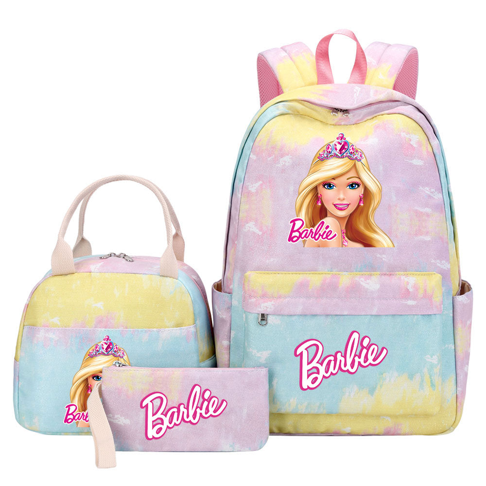 Barbie Pink Starry Sky SchoolBag Backpack Lunch Box Bag Book Pencil Bags 3pcs Set