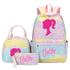 Barbie Pink Starry Sky SchoolBag Backpack Lunch Box Bag Book Pencil Bags 3pcs Set