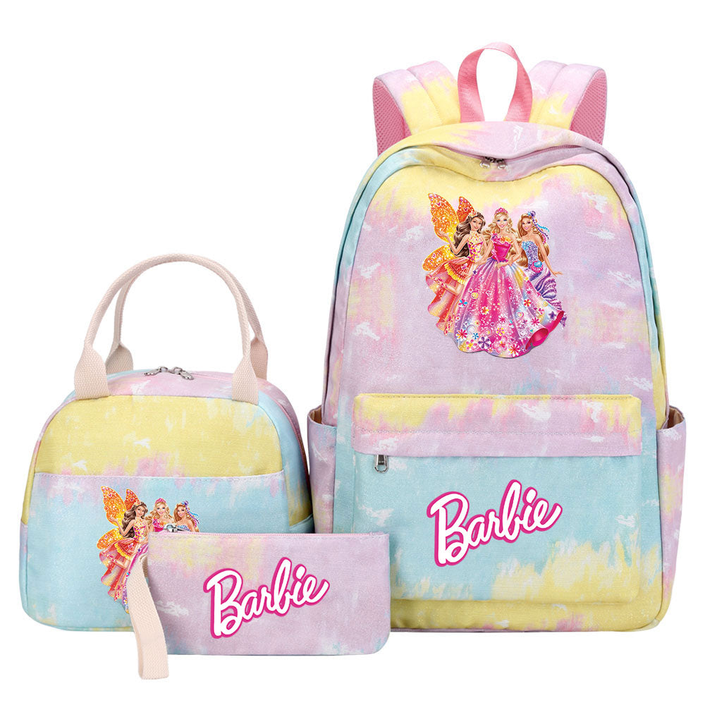Barbie Pink Starry Sky SchoolBag Backpack Lunch Box Bag Book Pencil Bags 3pcs Set
