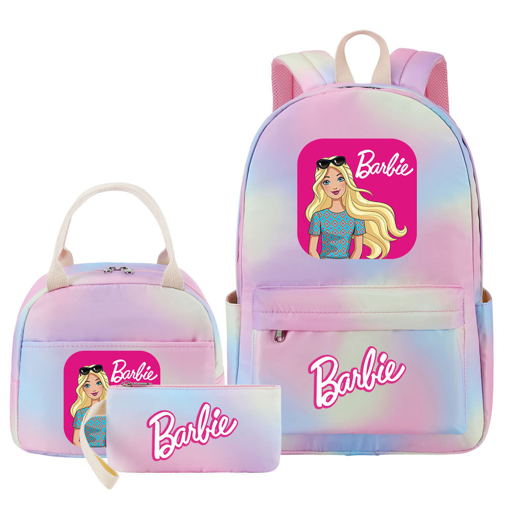 Barbie Pink Starry Sky SchoolBag Backpack Lunch Box Bag Book Pencil Bags 3pcs Set