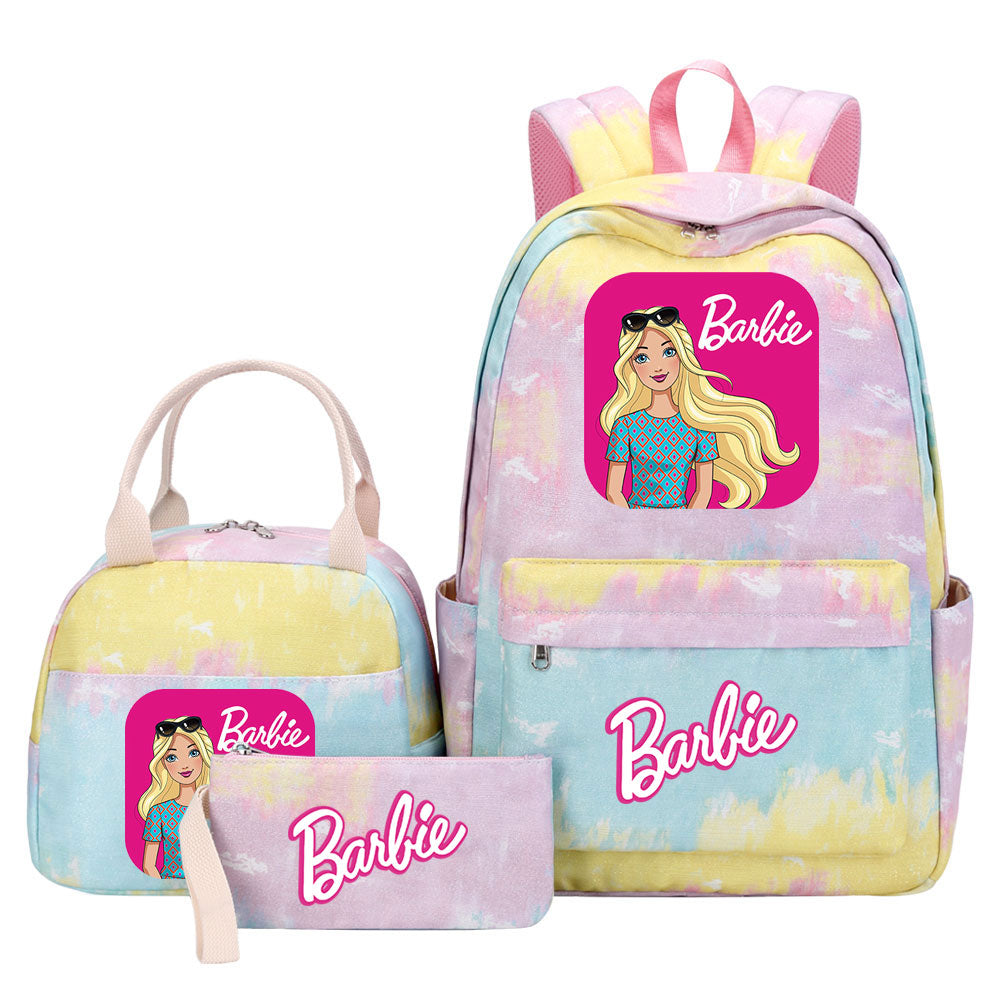 Barbie Pink Starry Sky SchoolBag Backpack Lunch Box Bag Book Pencil Bags 3pcs Set