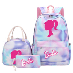 Barbie Pink Starry Sky SchoolBag Backpack Lunch Box Bag Book Pencil Bags 3pcs Set