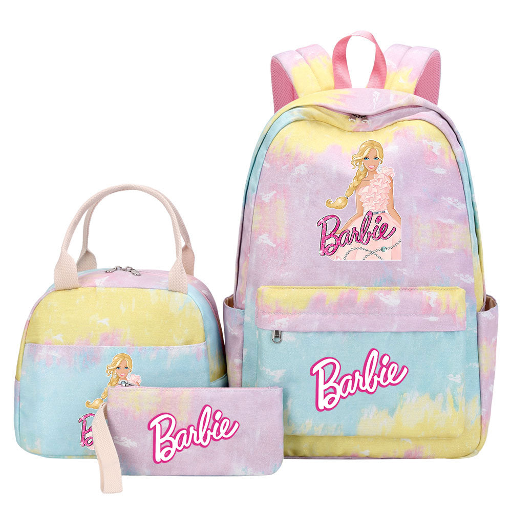 Barbie Pink Starry Sky SchoolBag Backpack Lunch Box Bag Book Pencil Bags 3pcs Set