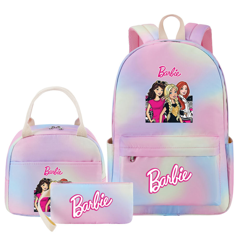 Barbie Pink Starry Sky SchoolBag Backpack Lunch Box Bag Book Pencil Bags 3pcs Set