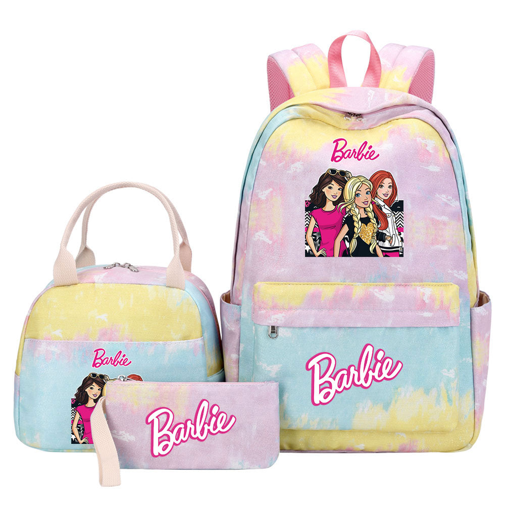Barbie Pink Starry Sky SchoolBag Backpack Lunch Box Bag Book Pencil Bags 3pcs Set